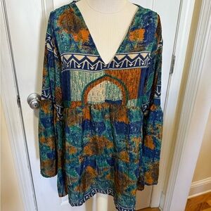 Vibrant V-Neck Boho Tunic